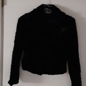 Black faux fur coat